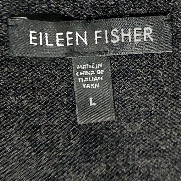 Eileen Fisher 100% Merino Wool Midi Sweater Dress Large Gray V-Neck Drawstring - Picture 4 of 9